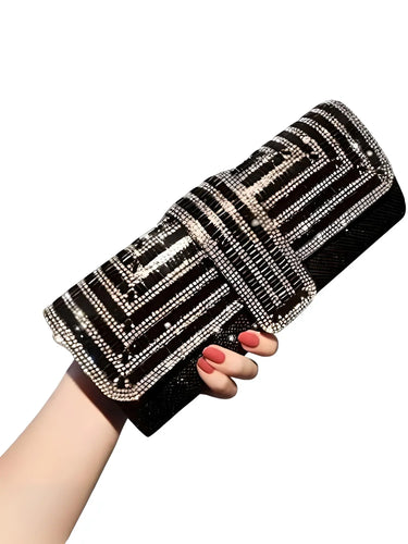 Women's Stunning Crystal Diamond Evening Clutch -, Clutch , Drestiny , Australia, Black, Canada, Clutches, Handbags, New Zealand, Purses, Silver, United Kingdom, United States , Drestiny , www.shopdrestiny.com